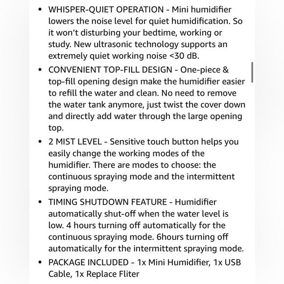 NEW White H2O Humidifier with LED Night Light - Picture 10 of 10